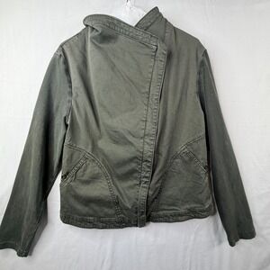 Marrakech Olive Green Asymmetrical Zip Sherpa Collar Jacket Womens Large